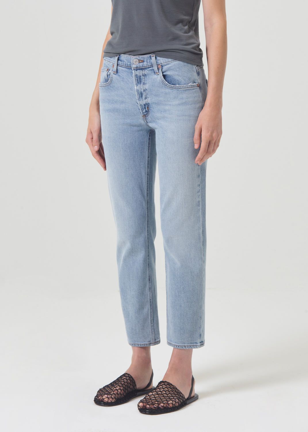 Denim Agolde Kye Mid Rise Straight Crop STRETCH Femme Diversion | HLPRG-9518