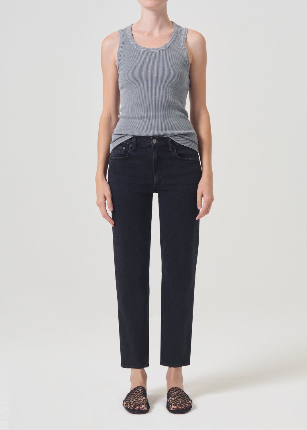 Denim Agolde Kye Mid Rise Straight Crop STRETCH Femme Pepper | YFEWJ-7021