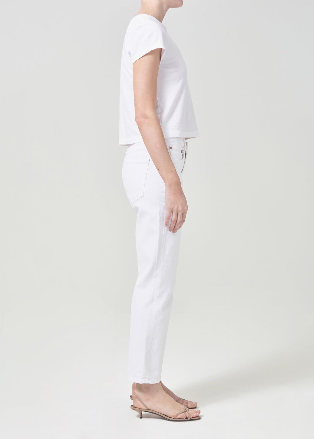 Denim Agolde Kye Mid Rise Straight Crop STRETCH Femme Blanche | FNVDO-4528