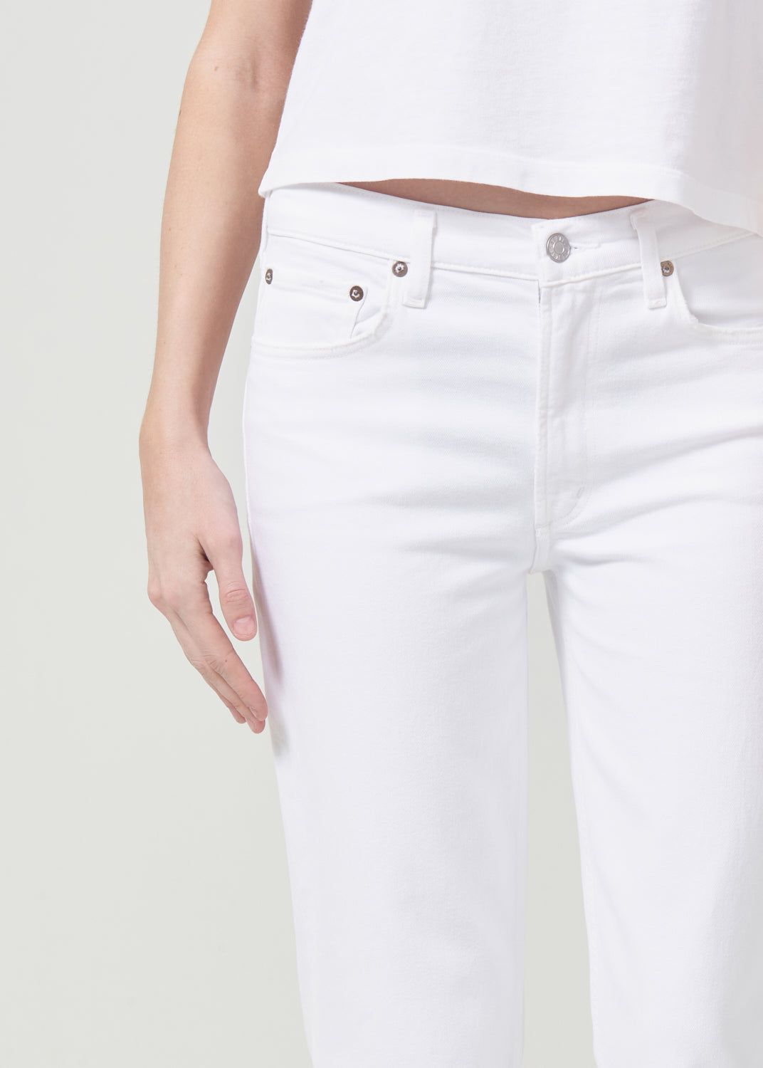 Denim Agolde Kye Mid Rise Straight Crop STRETCH Femme Blanche | FNVDO-4528