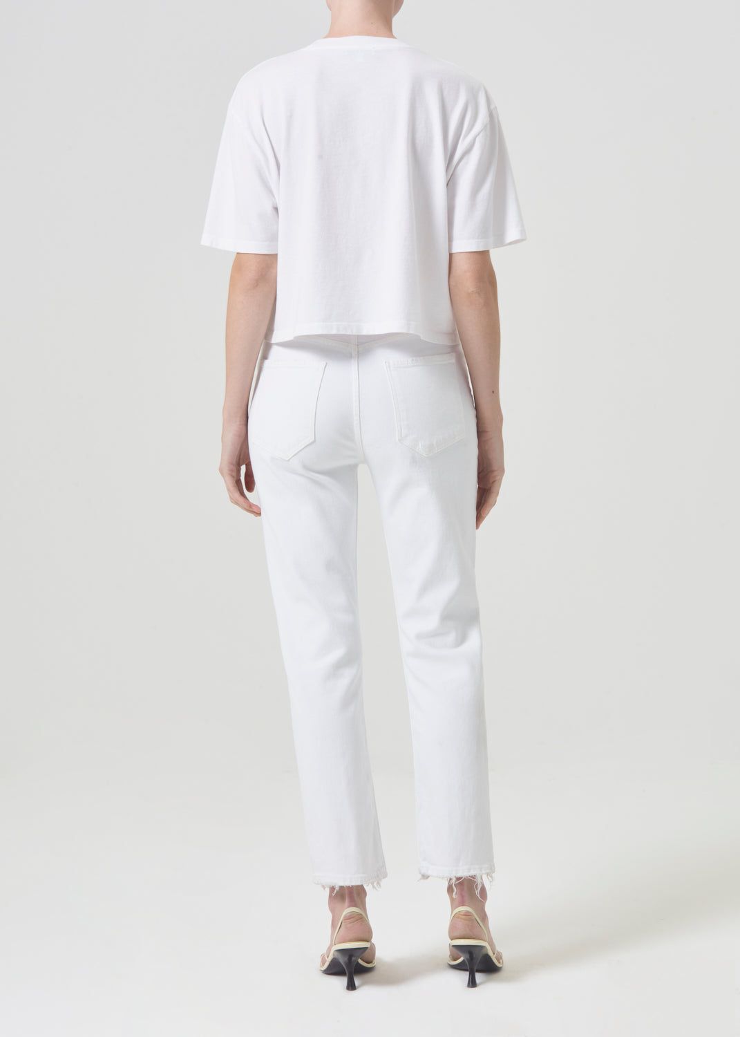 Denim Agolde Riley High Rise Straight Crop Stretch Femme Blanche | GVNPU-7930