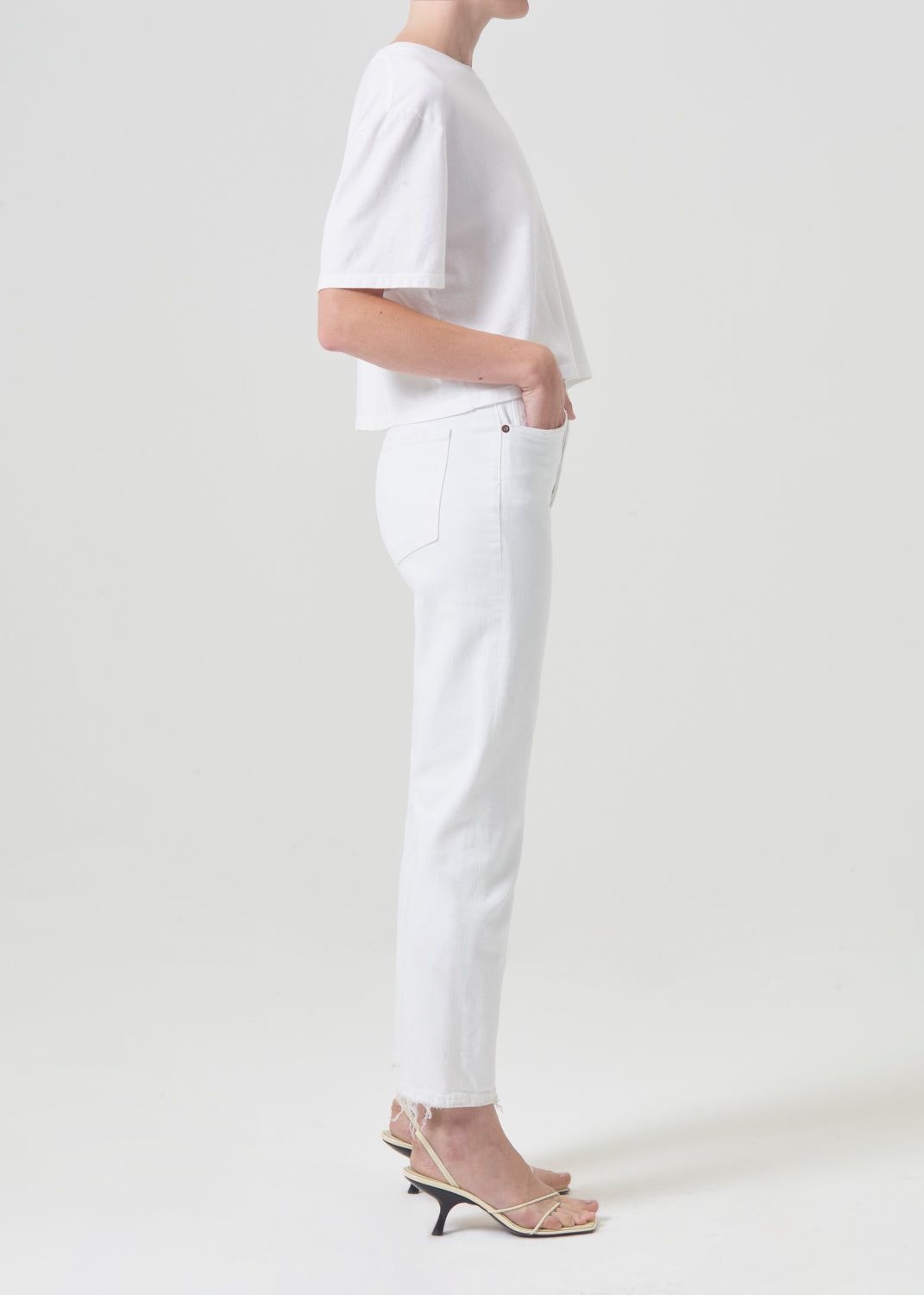 Denim Agolde Riley High Rise Straight Crop Stretch Femme Blanche | GVNPU-7930