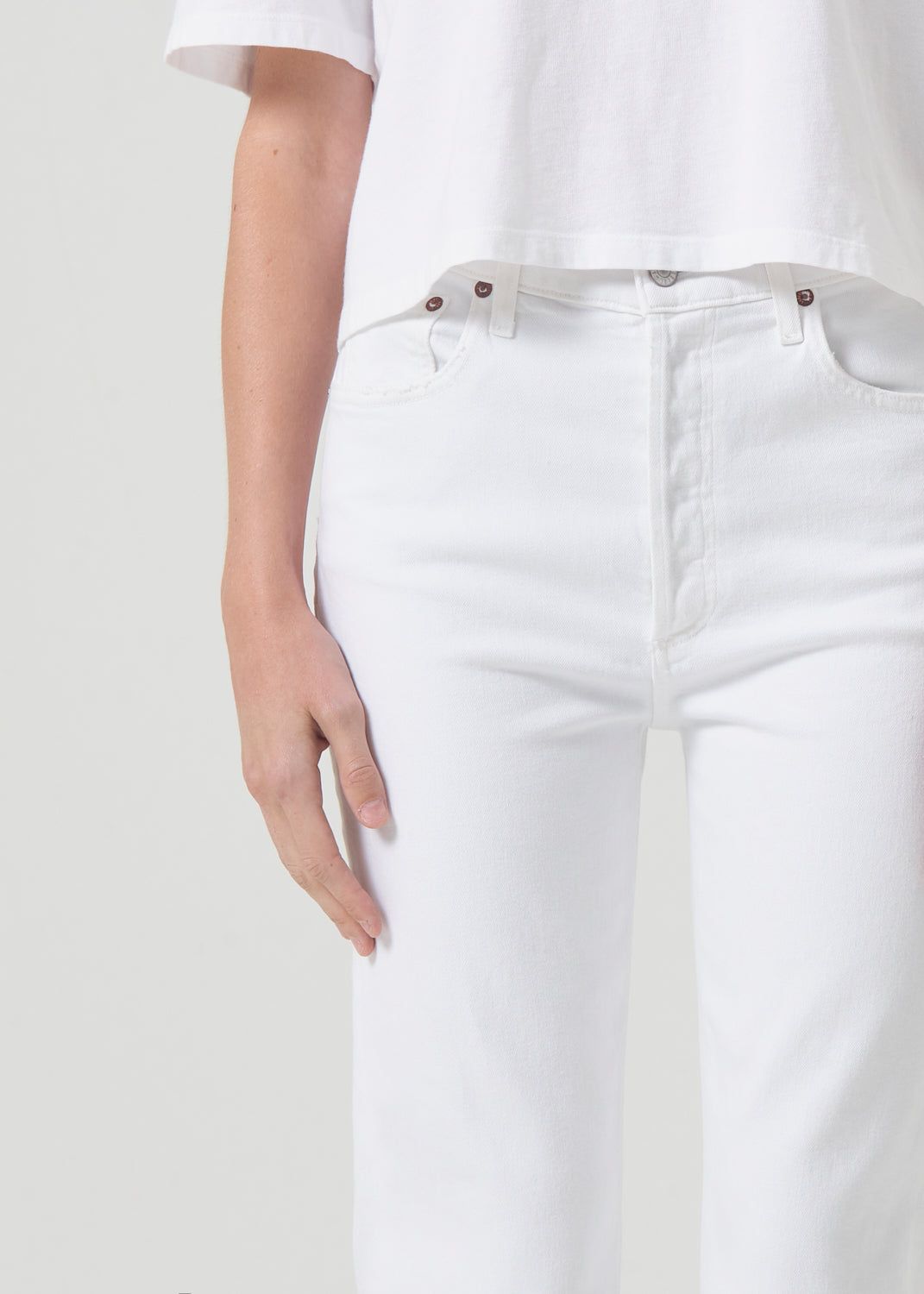 Denim Agolde Riley High Rise Straight Crop Stretch Femme Blanche | GVNPU-7930