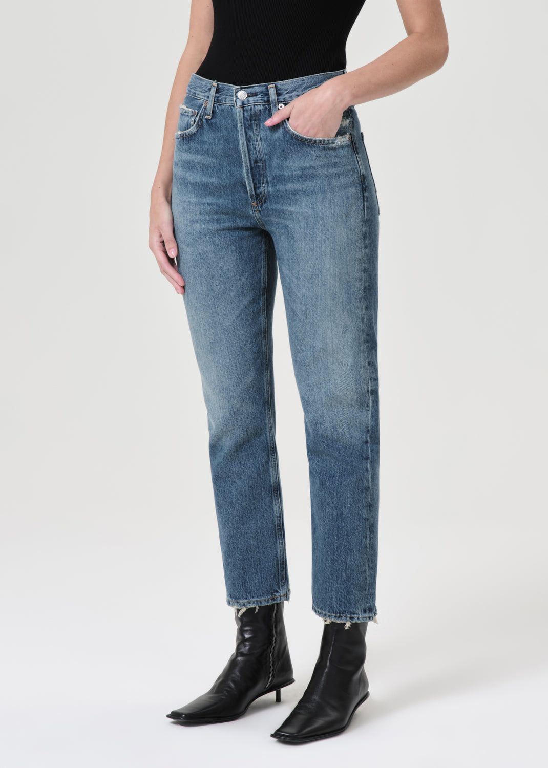 Denim Agolde Riley High Rise Straight Crop Femme Frequency | ICJYX-6475