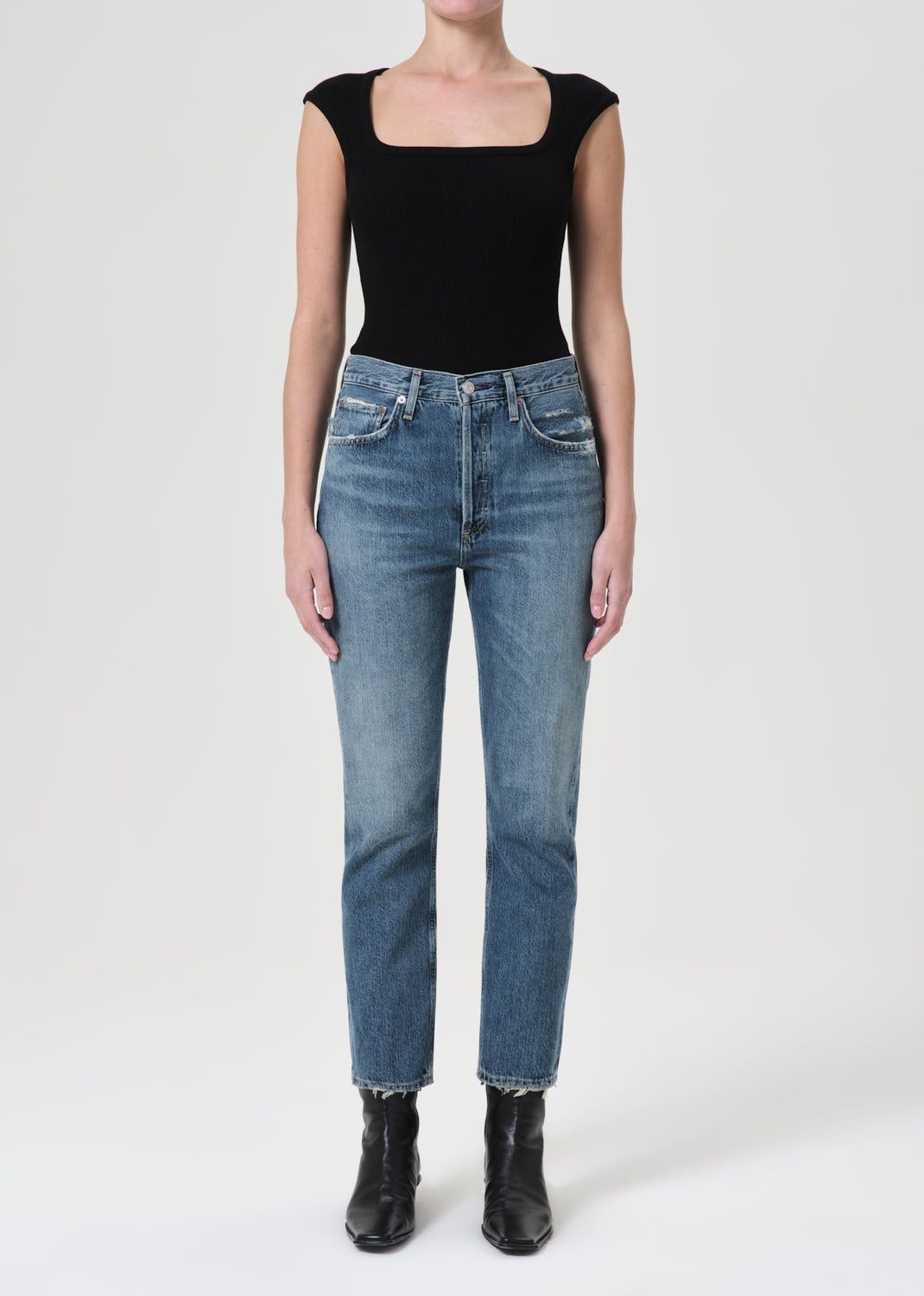 Denim Agolde Riley High Rise Straight Crop Femme Frequency | ICJYX-6475