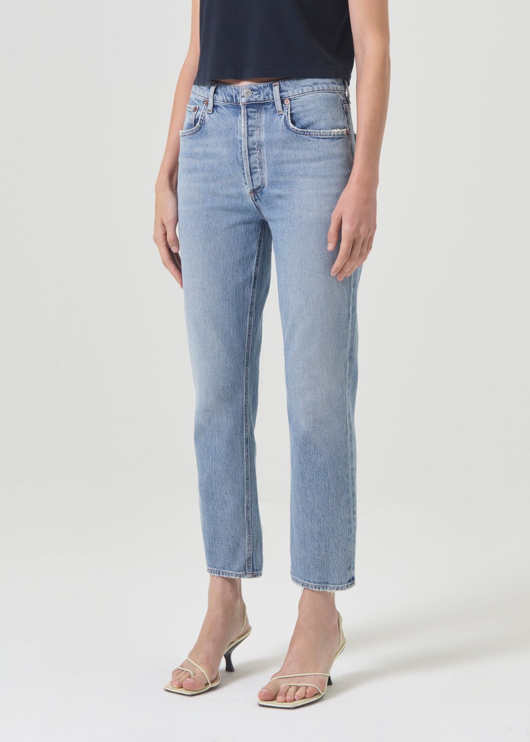 Denim Agolde Riley High Rise Straight Crop Stretch Femme Hassle | AWNLZ-3429