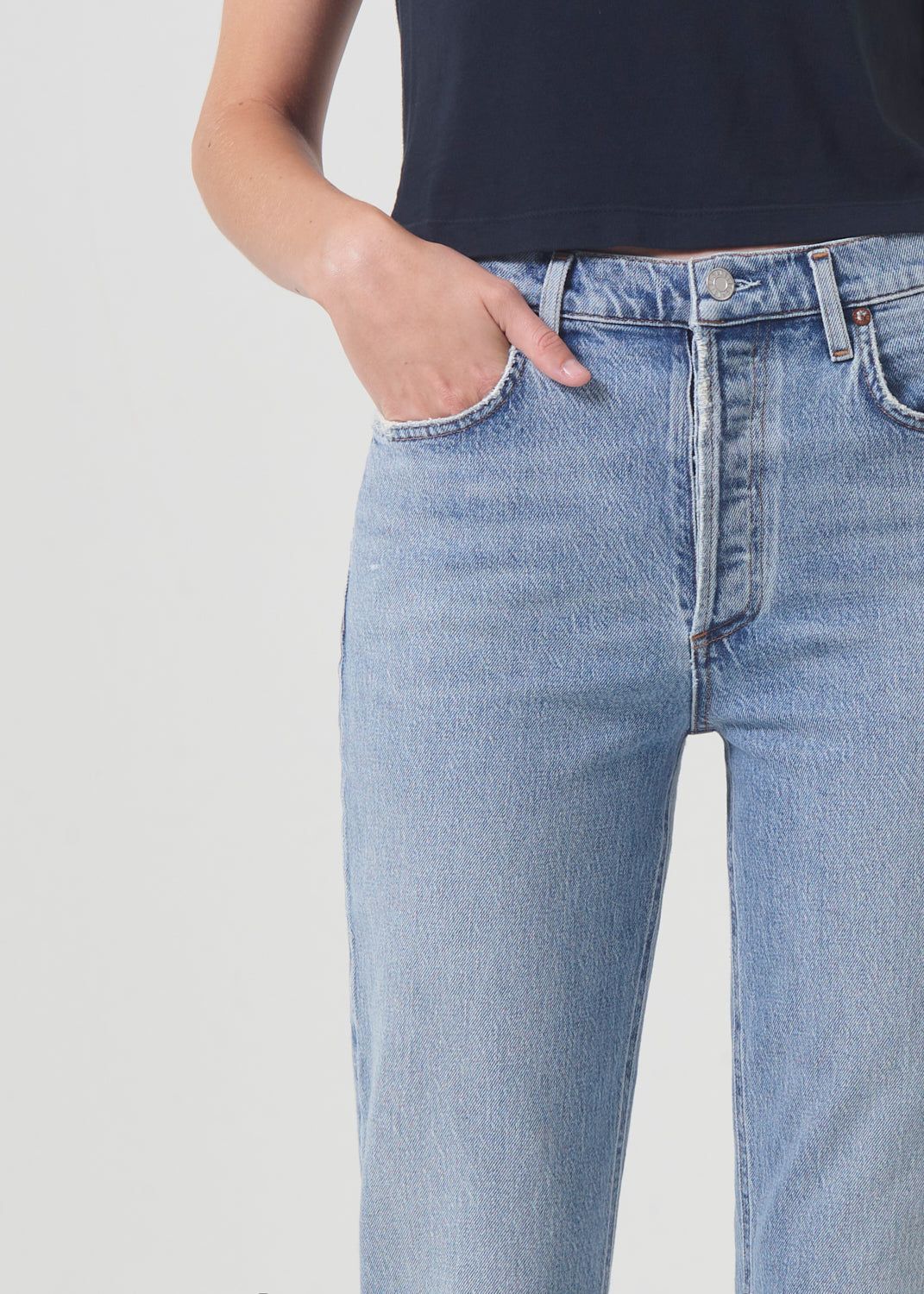 Denim Agolde Riley High Rise Straight Crop Stretch Femme Hassle | AWNLZ-3429