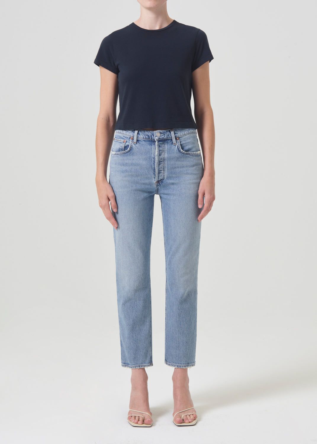 Denim Agolde Riley High Rise Straight Crop Stretch Femme Hassle | AWNLZ-3429