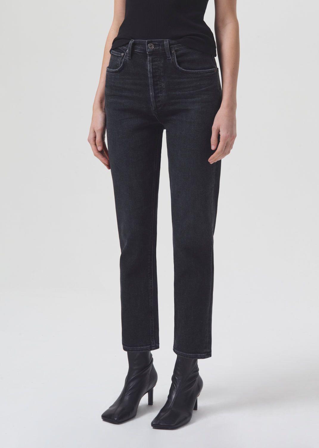 Denim Agolde Riley High Rise Straight Crop Stretch Femme Panoramic | IZKDV-7498