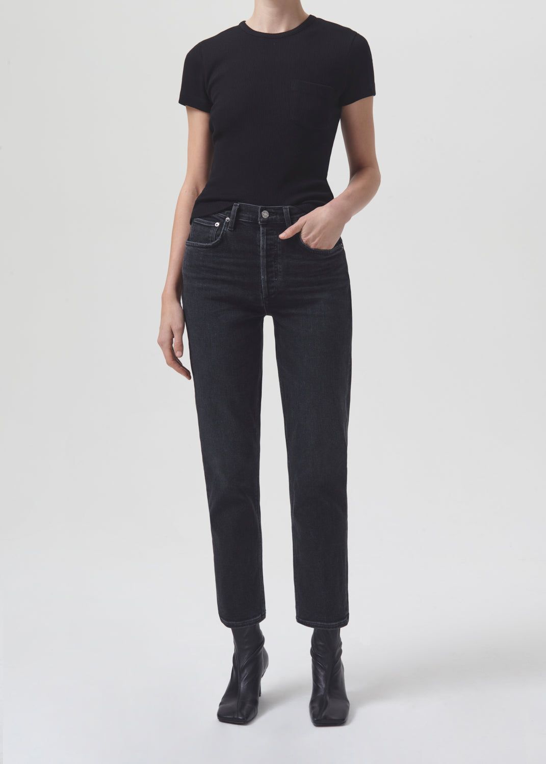 Denim Agolde Riley High Rise Straight Crop Stretch Femme Panoramic | IZKDV-7498