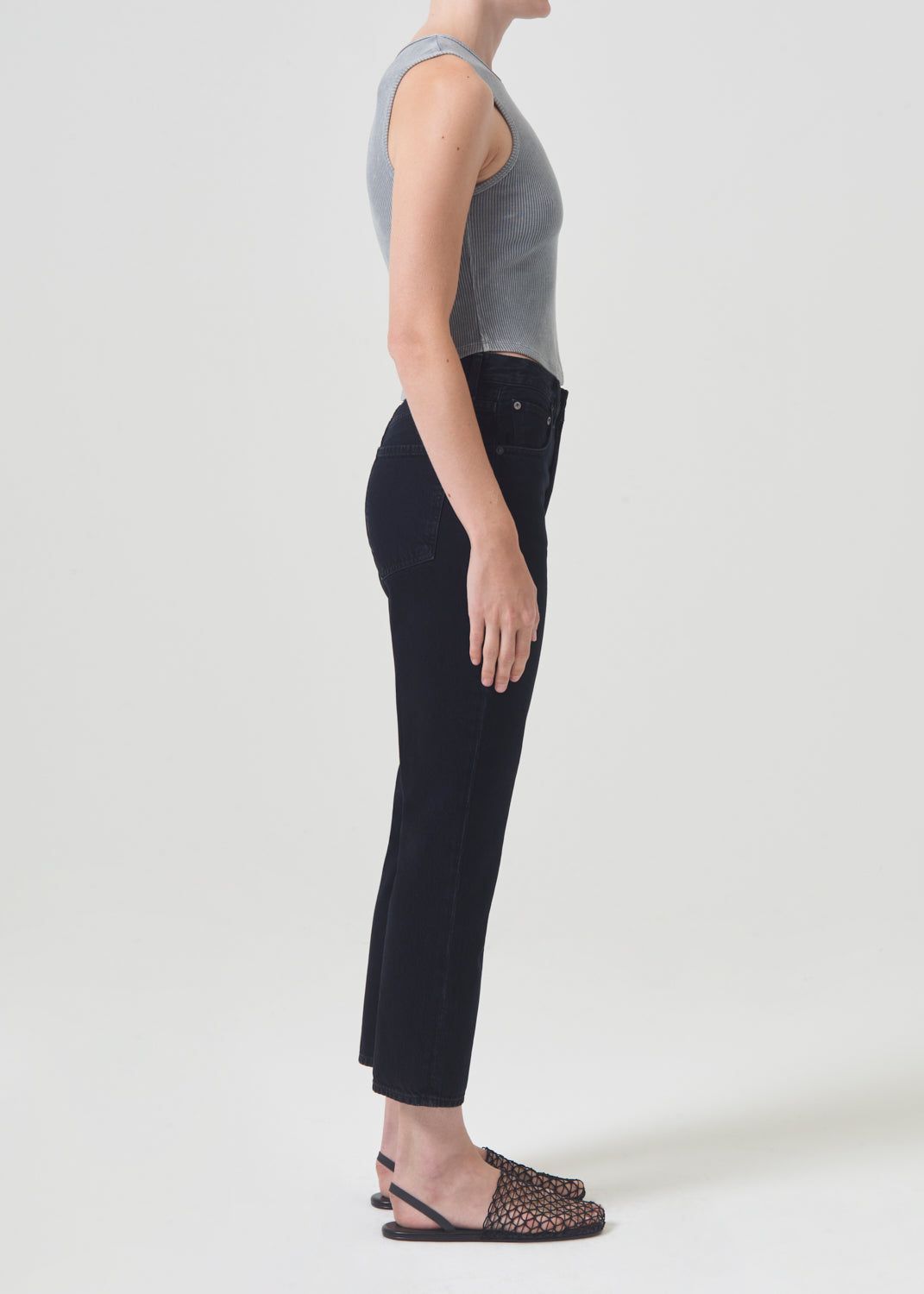 Denim Agolde Riley High Rise Straight Crop Femme Crushed | LXMRG-7653
