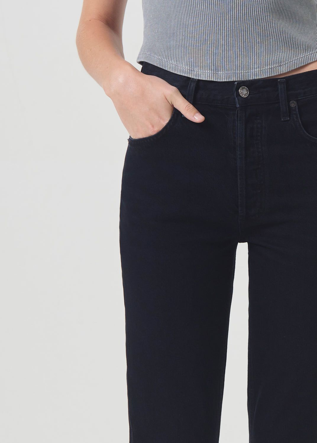 Denim Agolde Riley High Rise Straight Crop Femme Crushed | LXMRG-7653