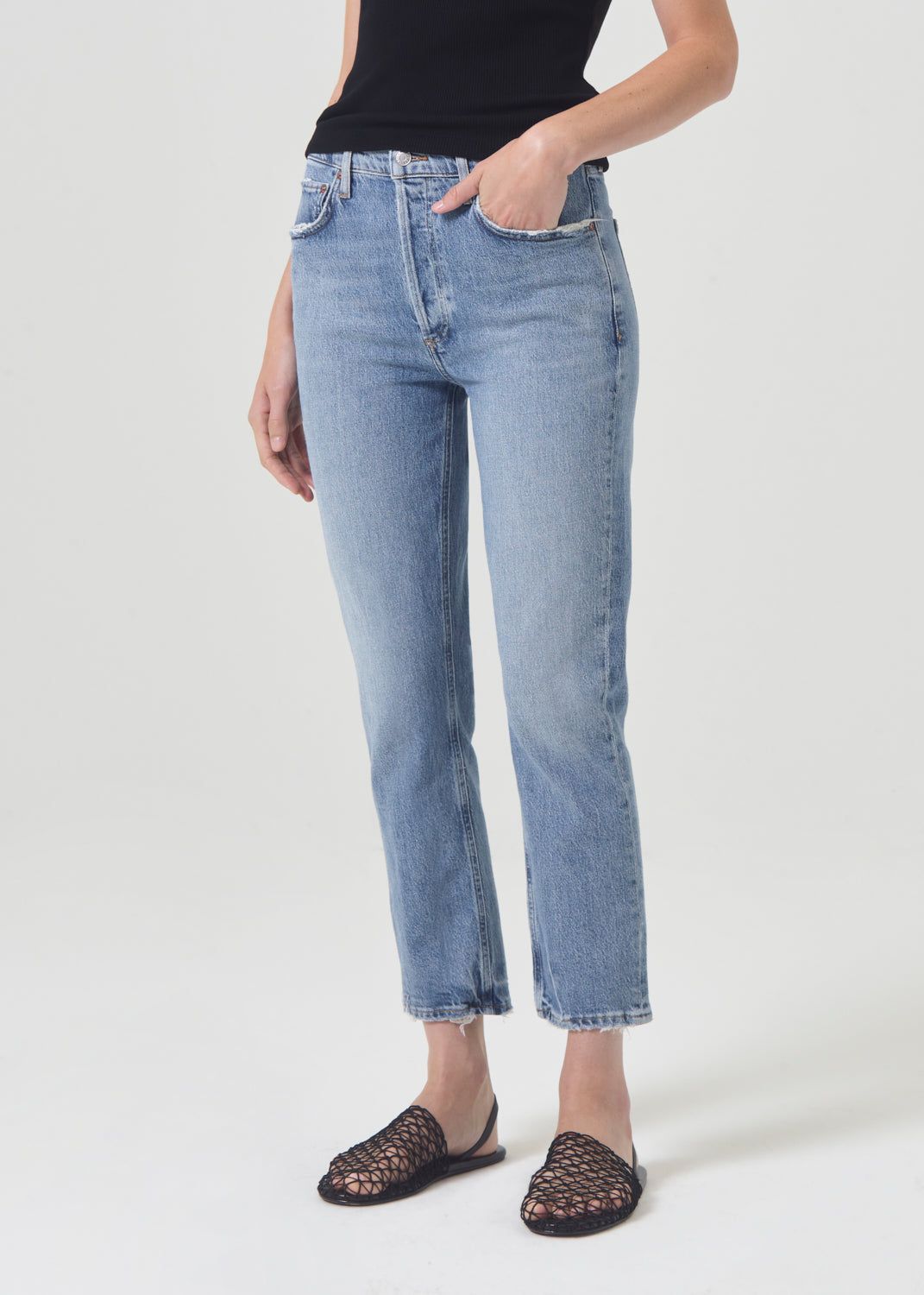 Denim Agolde Riley High Rise Straight Crop Stretch Femme Quiver | NIZAF-9618
