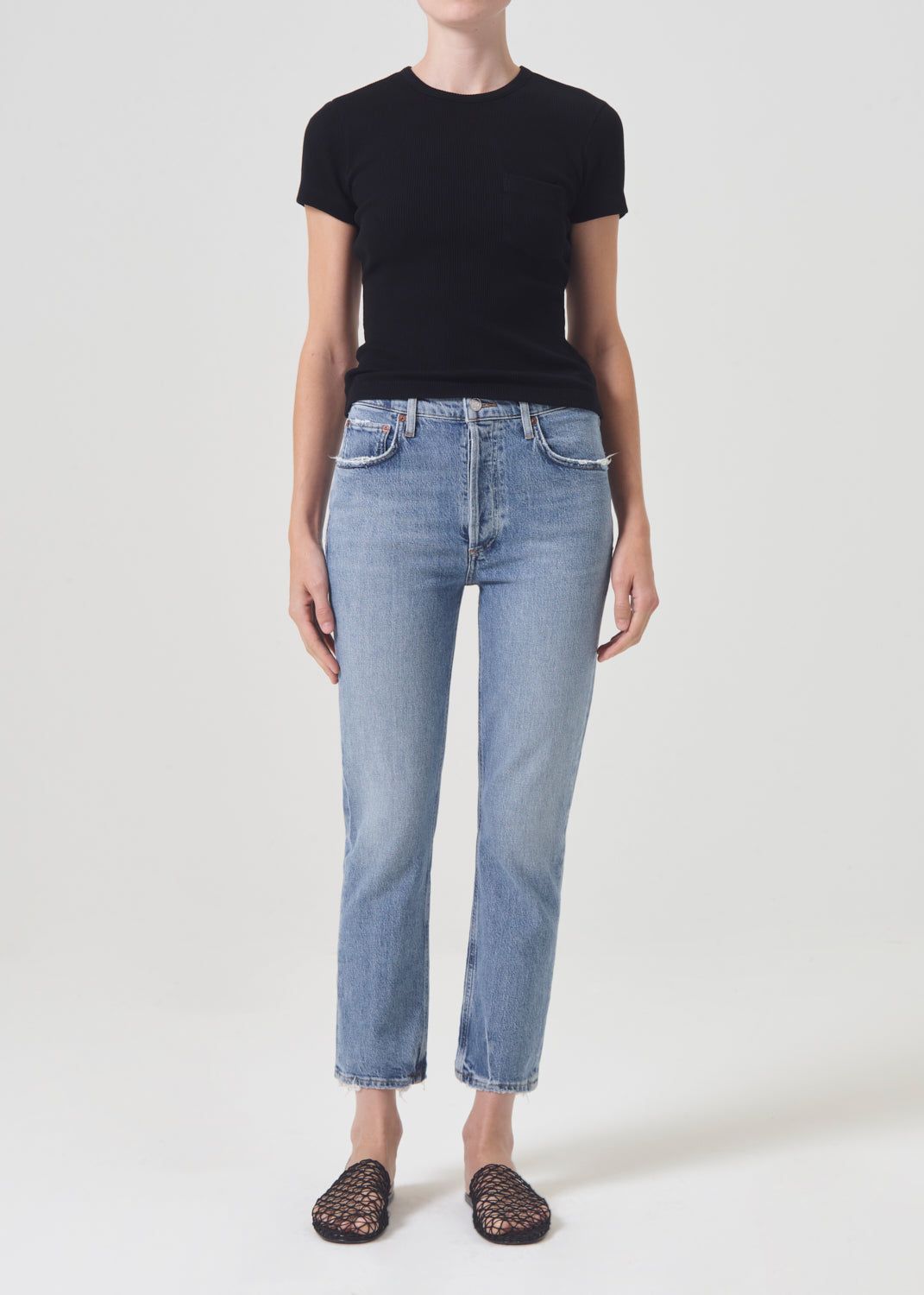 Denim Agolde Riley High Rise Straight Crop Stretch Femme Quiver | NIZAF-9618