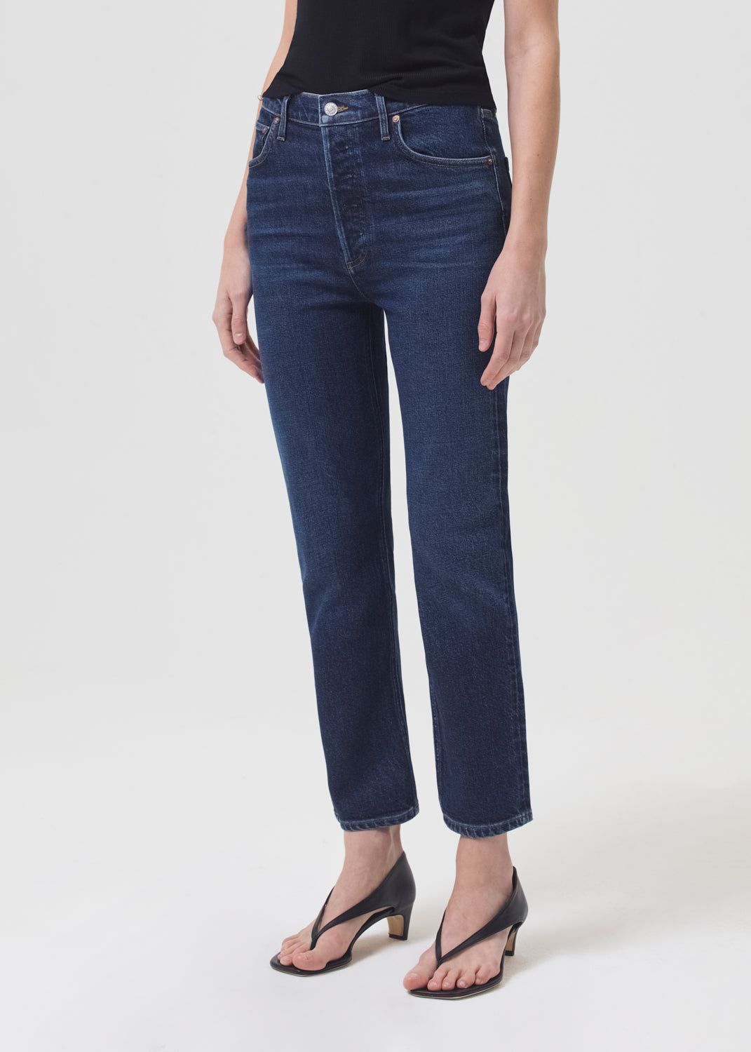 Denim Agolde Riley High Rise Straight Crop Stretch Femme Divided | TPBQX-9408