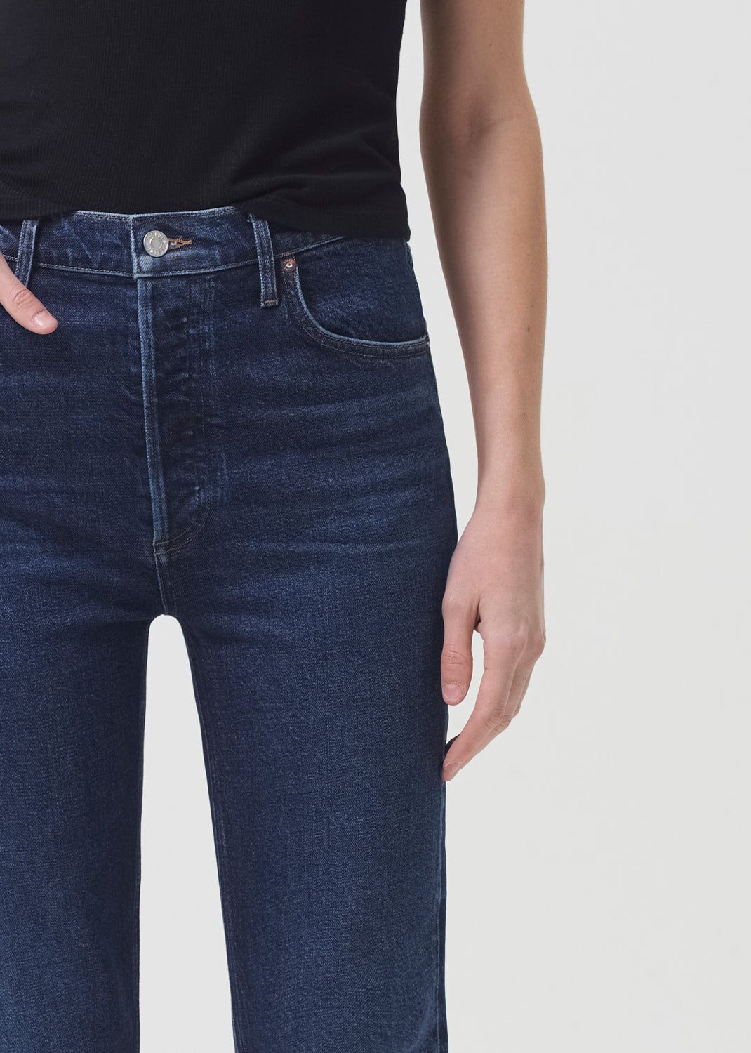 Denim Agolde Riley High Rise Straight Crop Stretch Femme Divided | TPBQX-9408