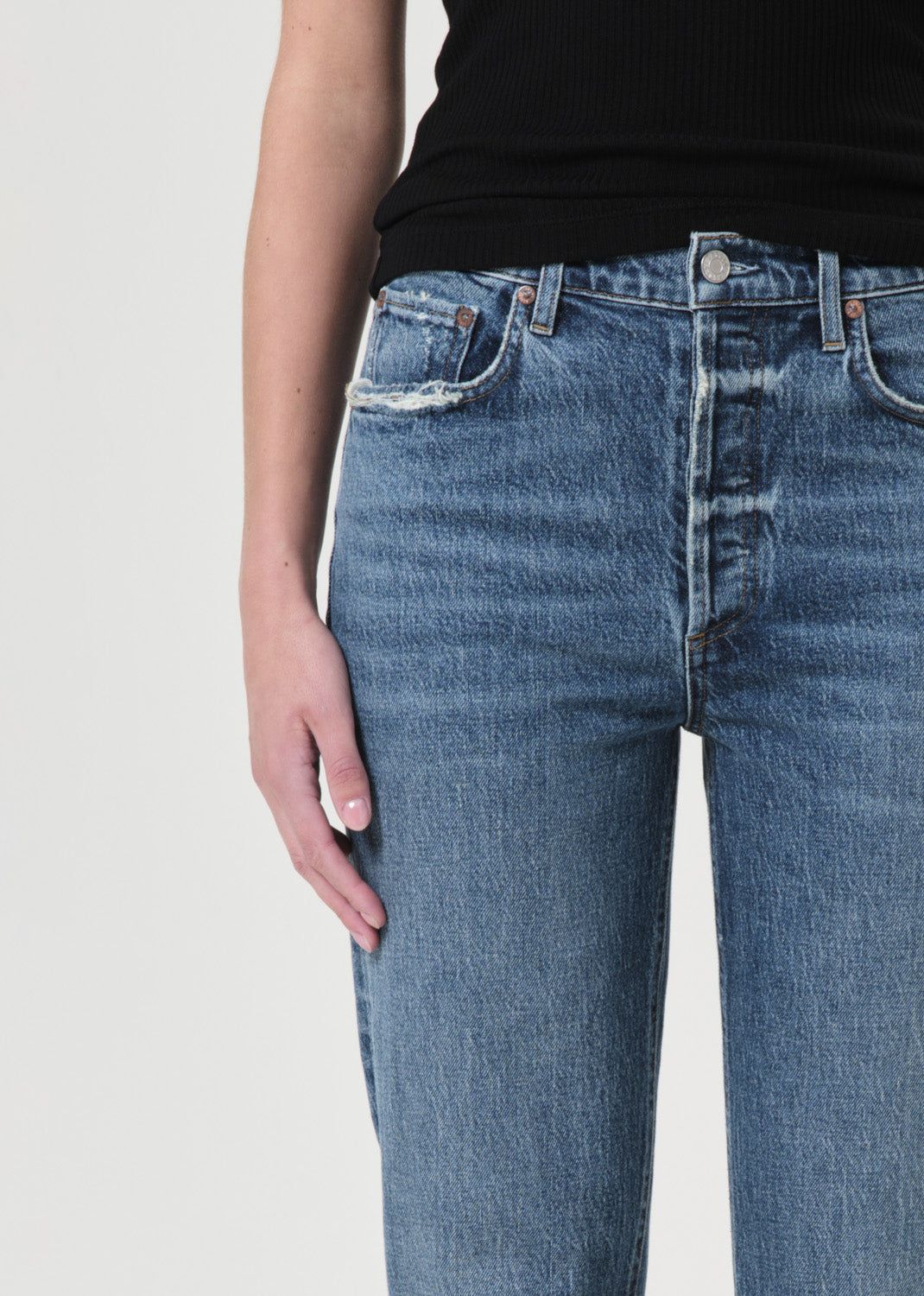 Denim Agolde Riley High Rise Straight Crop Stretch Femme Moor | TXRPM-7085