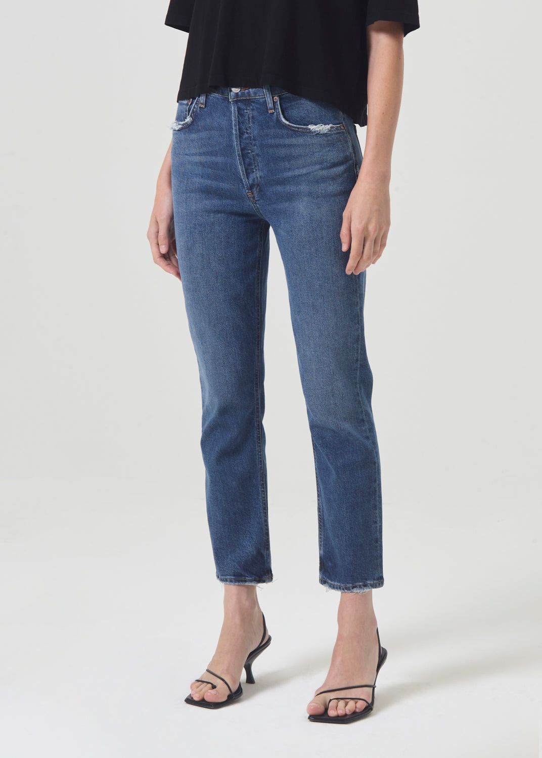 Denim Agolde Riley High Rise Straight Crop Stretch Femme Pose | FIMQN-5830