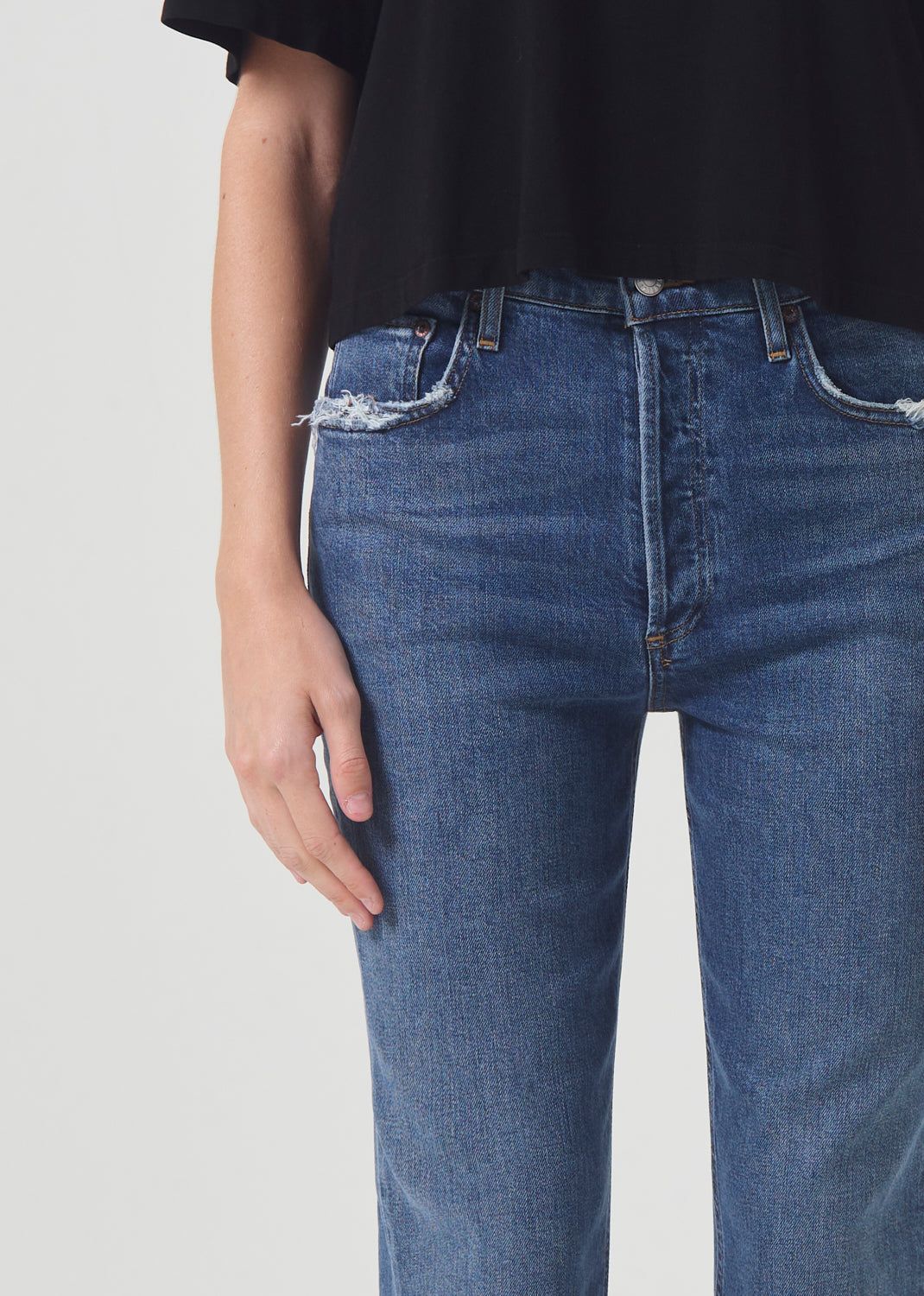 Denim Agolde Riley High Rise Straight Crop Stretch Femme Pose | FIMQN-5830