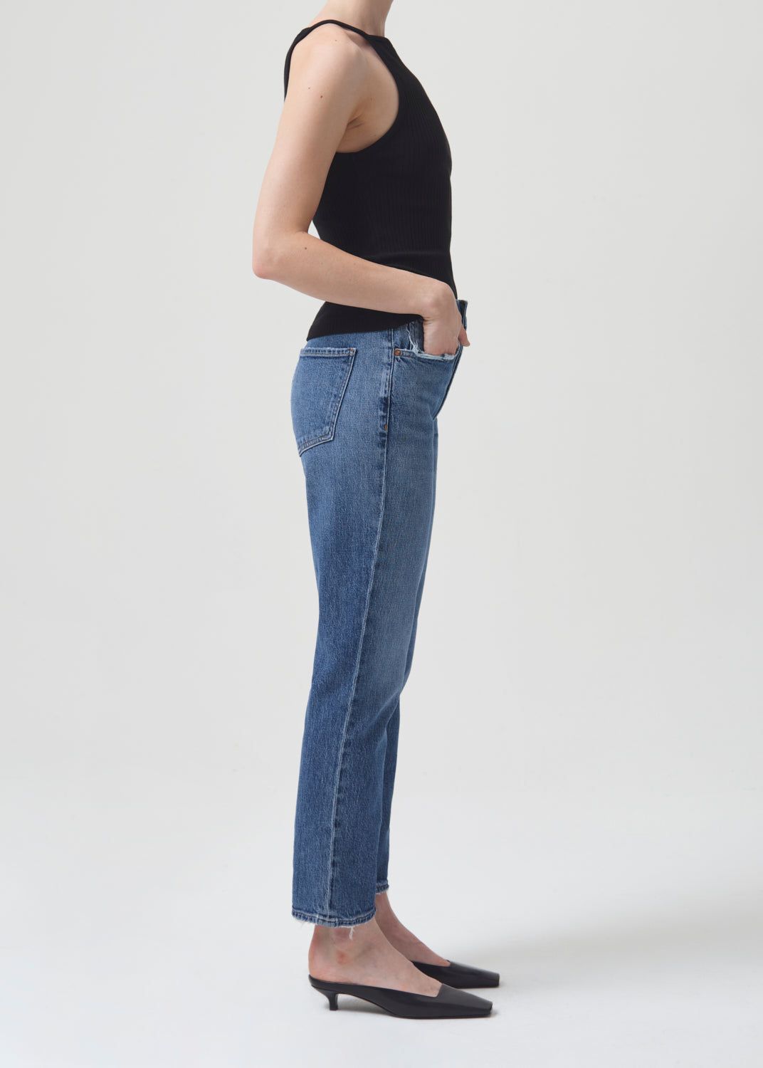 Denim Agolde Riley Long High Rise Straight Stretch Femme Moor | NXHEP-9412