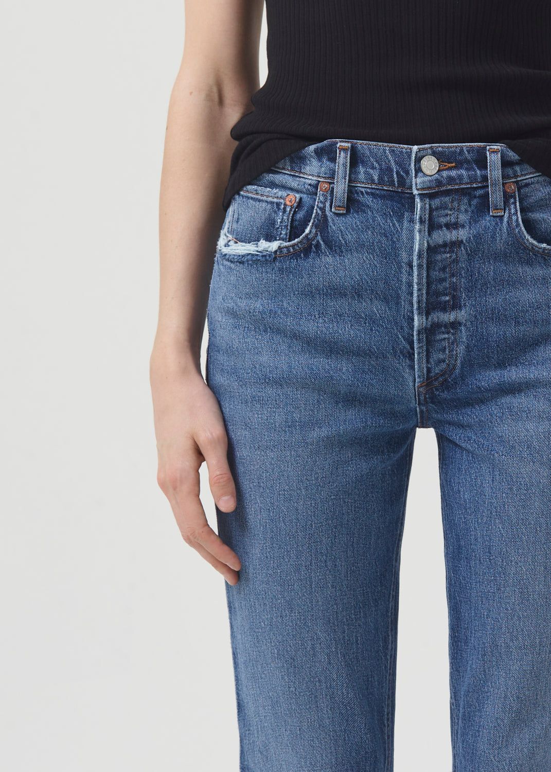 Denim Agolde Riley Long High Rise Straight Stretch Femme Moor | NXHEP-9412
