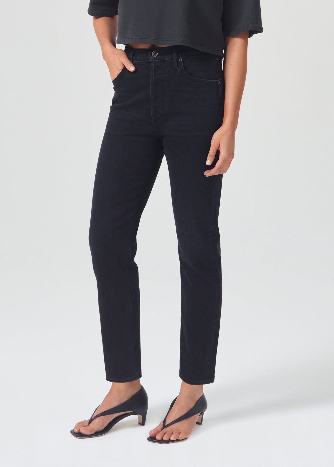 Denim Agolde Riley Long High Rise Straight Stretch Femme Compilation | AQHTK-0649