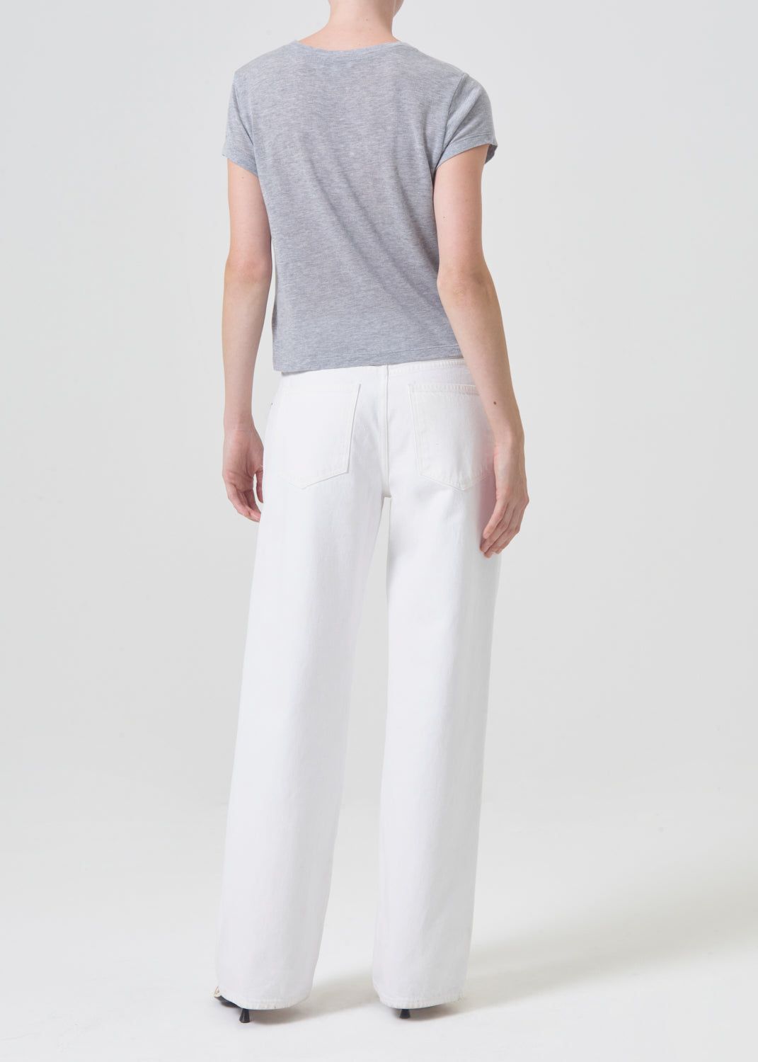 Hauts Agolde Adine Shrunken Tee Femme Grise | TQGYS-4301