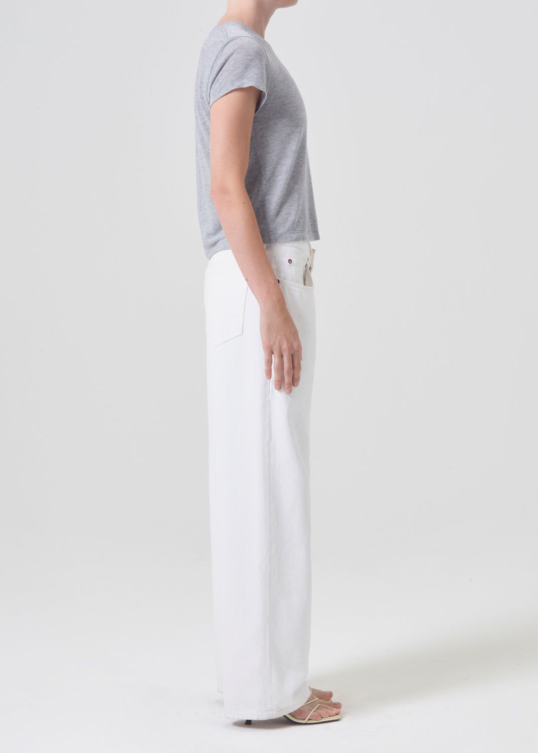 Hauts Agolde Adine Shrunken Tee Femme Grise | TQGYS-4301