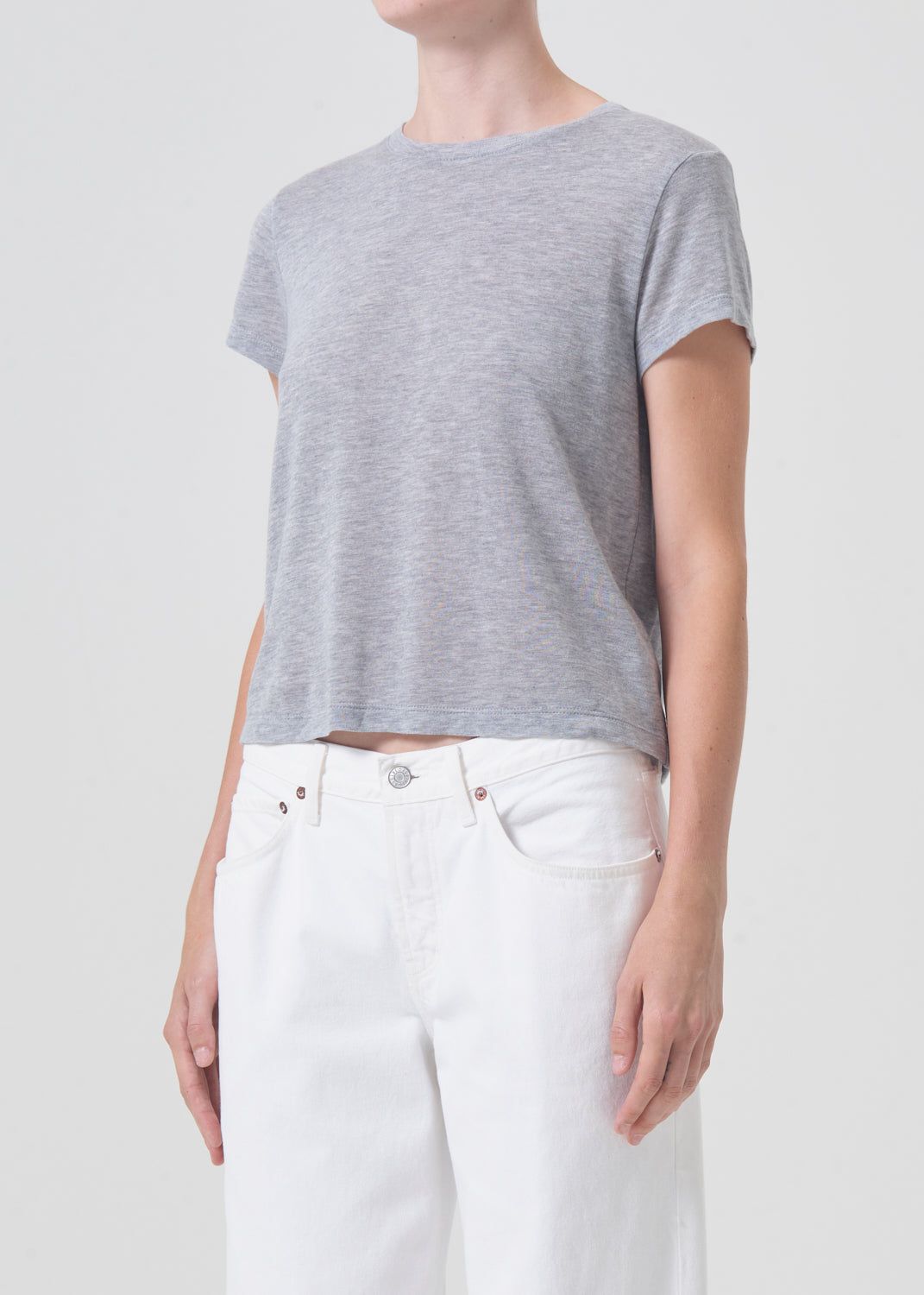 Hauts Agolde Adine Shrunken Tee Femme Grise | TQGYS-4301