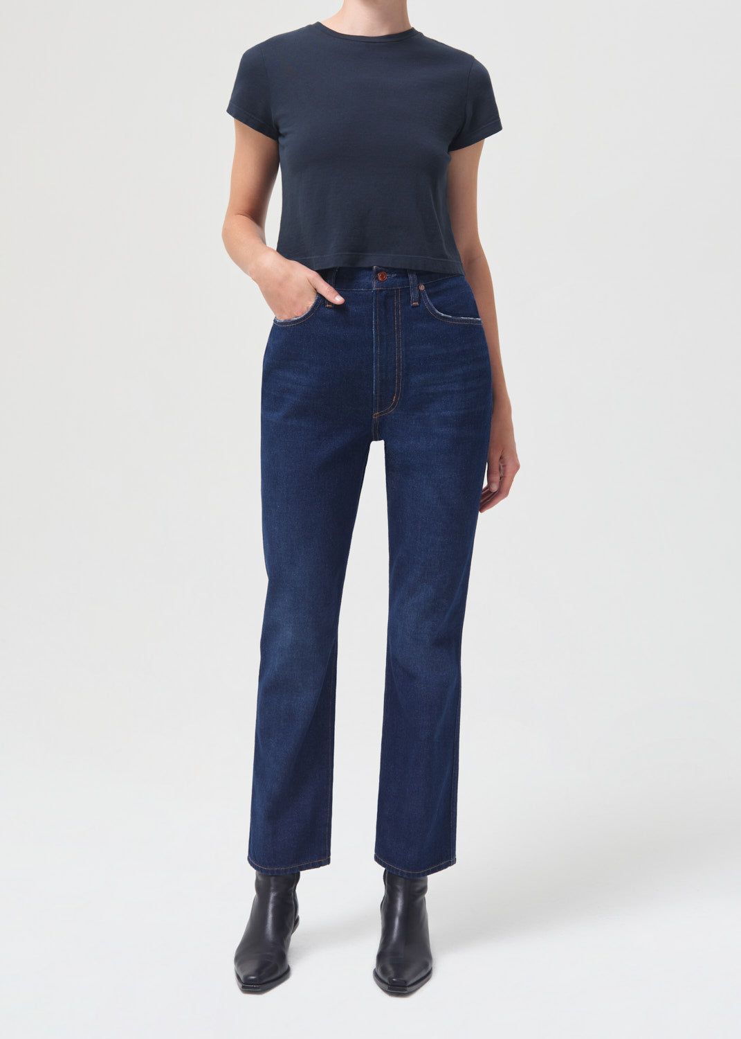 Hauts Agolde Adine Shrunken Tee Femme Nocturne | KEXMY-7861