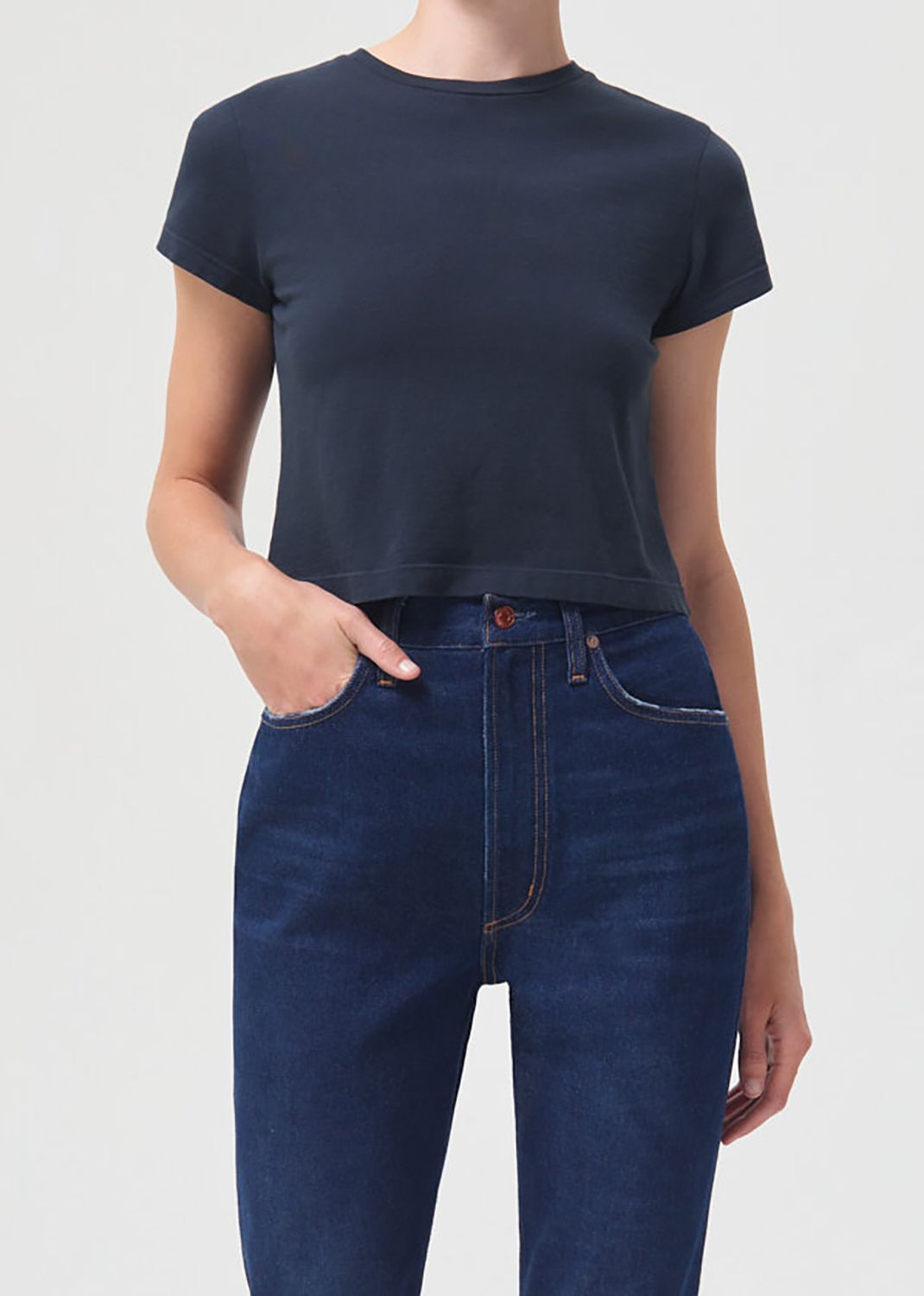 Hauts Agolde Adine Shrunken Tee Femme Nocturne | KEXMY-7861