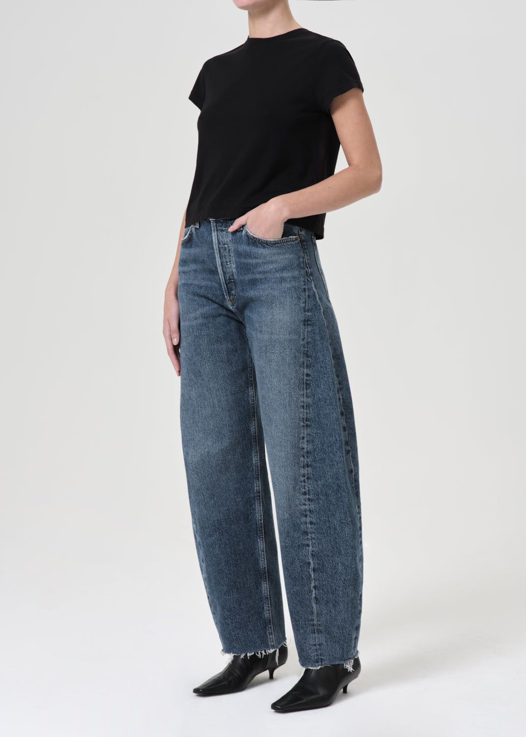 Hauts Agolde Adine Shrunken Tee Femme Noir | EPNKI-4379