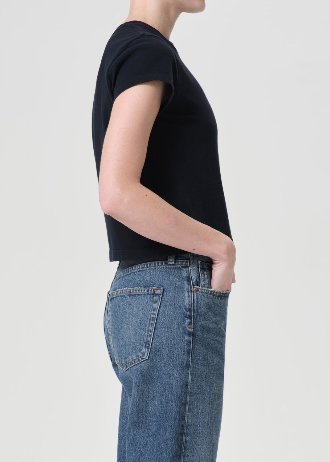 Hauts Agolde Adine Shrunken Tee Femme Storm | TVFBM-7345