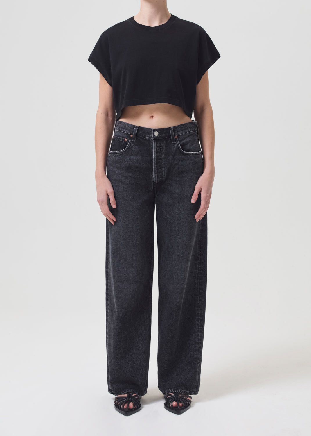 Hauts Agolde Aiden Tee Femme Noir | JLXQO-2198