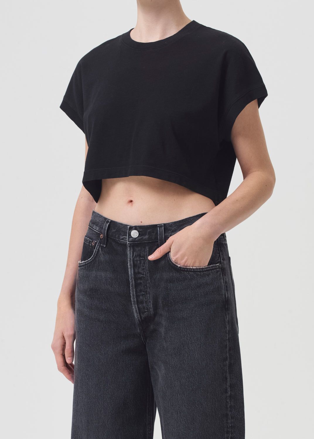 Hauts Agolde Aiden Tee Femme Noir | JLXQO-2198