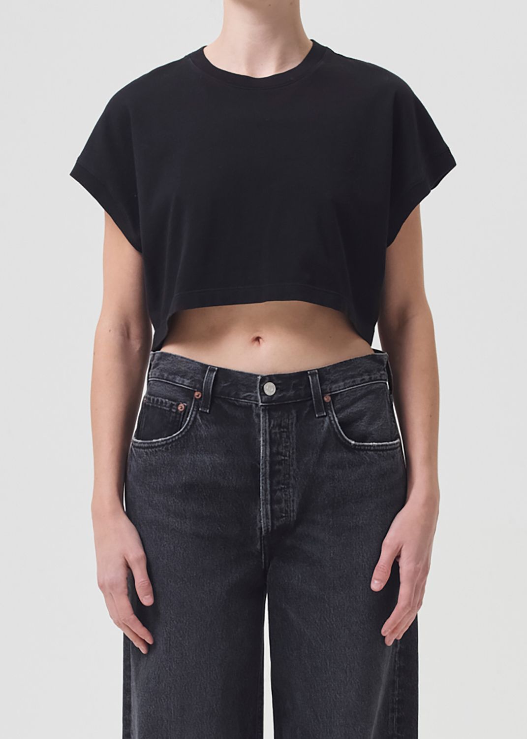 Hauts Agolde Aiden Tee Femme Noir | JLXQO-2198