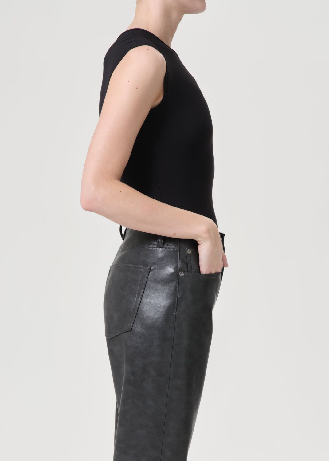 Hauts Agolde Aura Sleeveless Bodysuit Femme Noir | ZEATP-1925