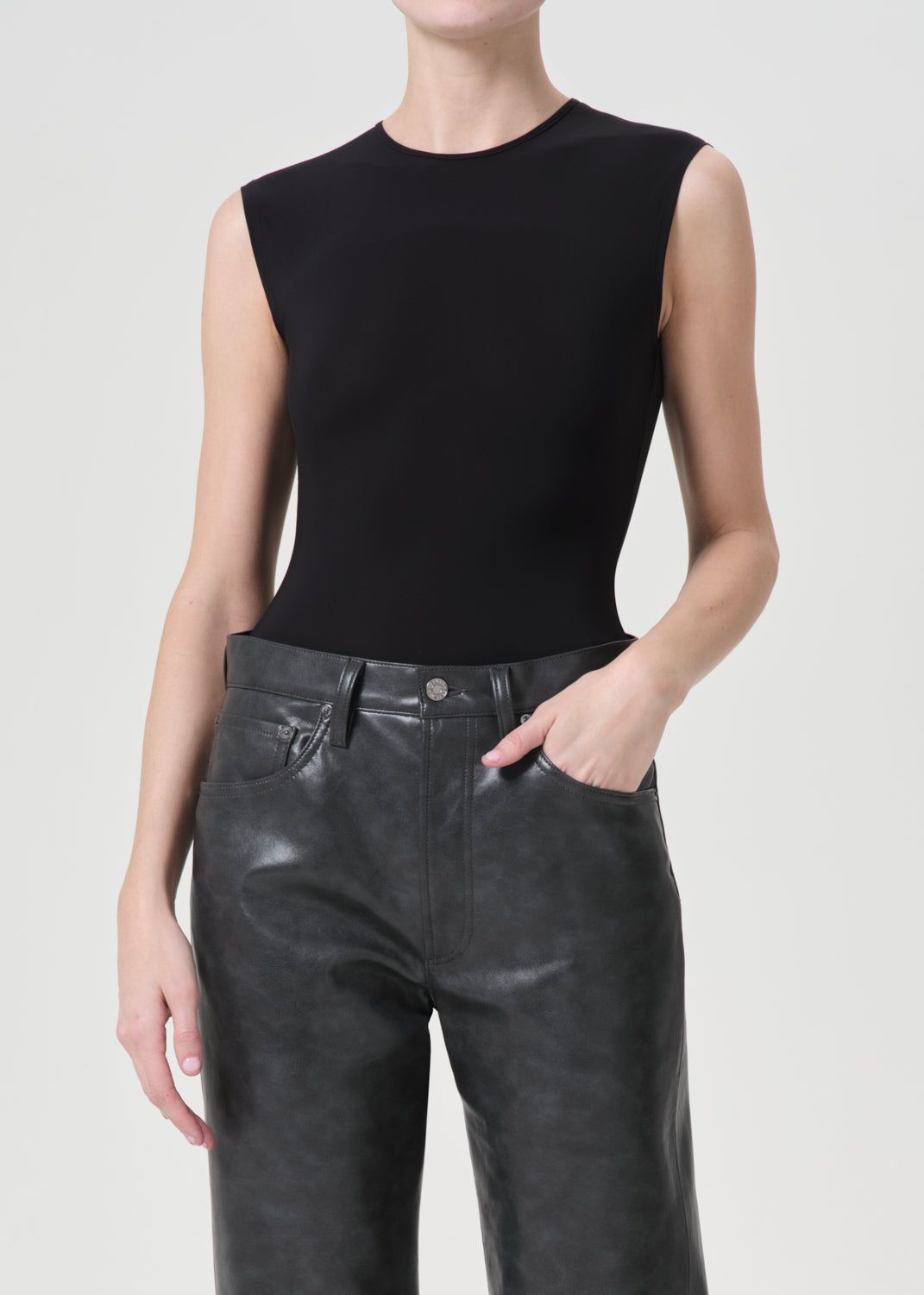 Hauts Agolde Aura Sleeveless Bodysuit Femme Noir | ZEATP-1925