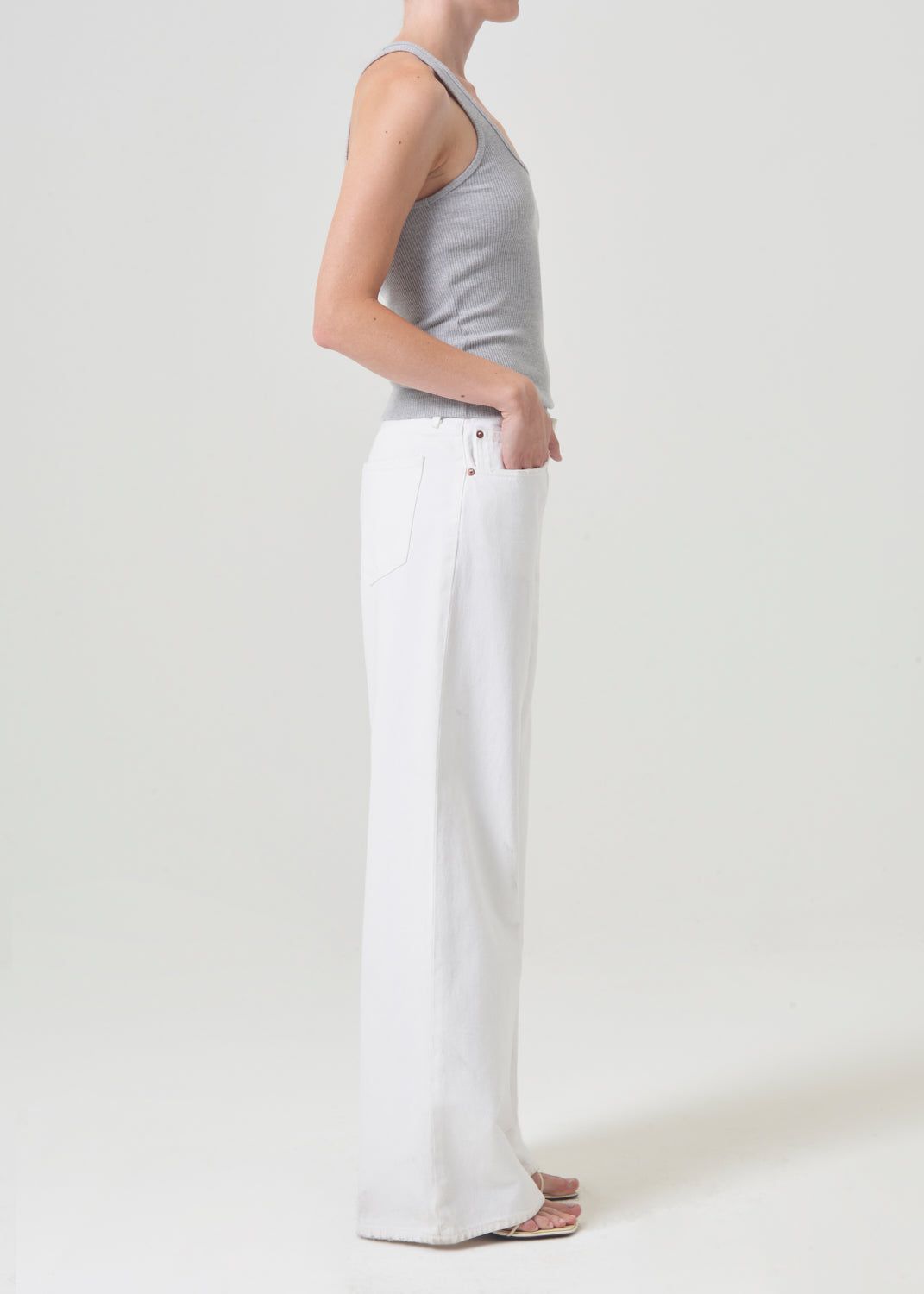 Hauts Agolde Bianca Tank Femme Grise | GUWBS-8459