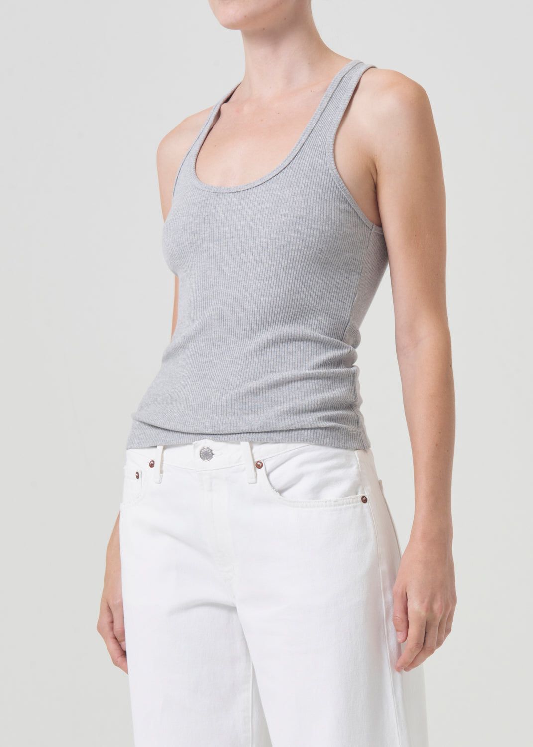 Hauts Agolde Bianca Tank Femme Grise | GUWBS-8459