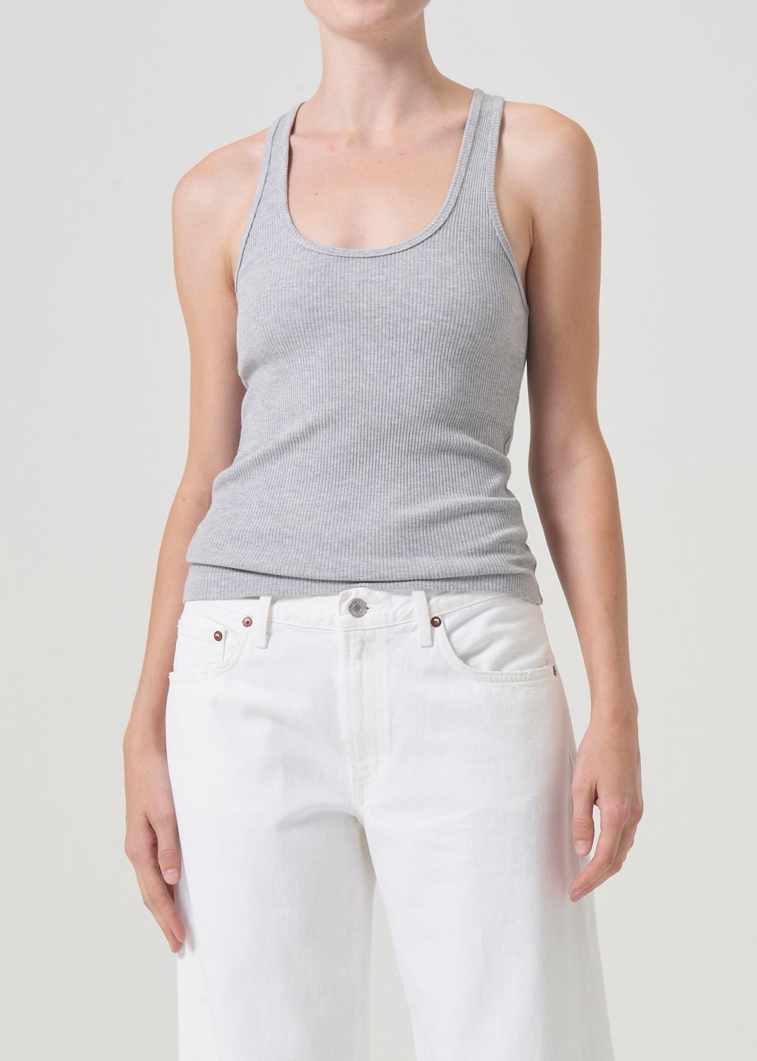 Hauts Agolde Bianca Tank Femme Grise | GUWBS-8459