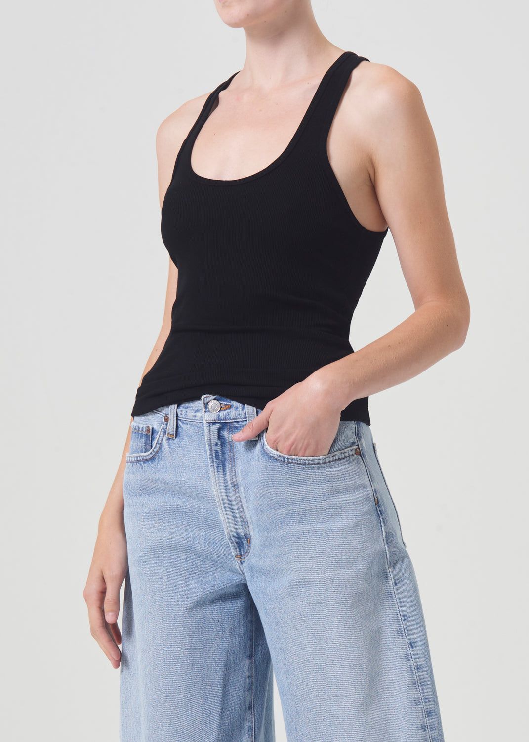 Hauts Agolde Bianca Tank Femme Noir | KTLNB-3460