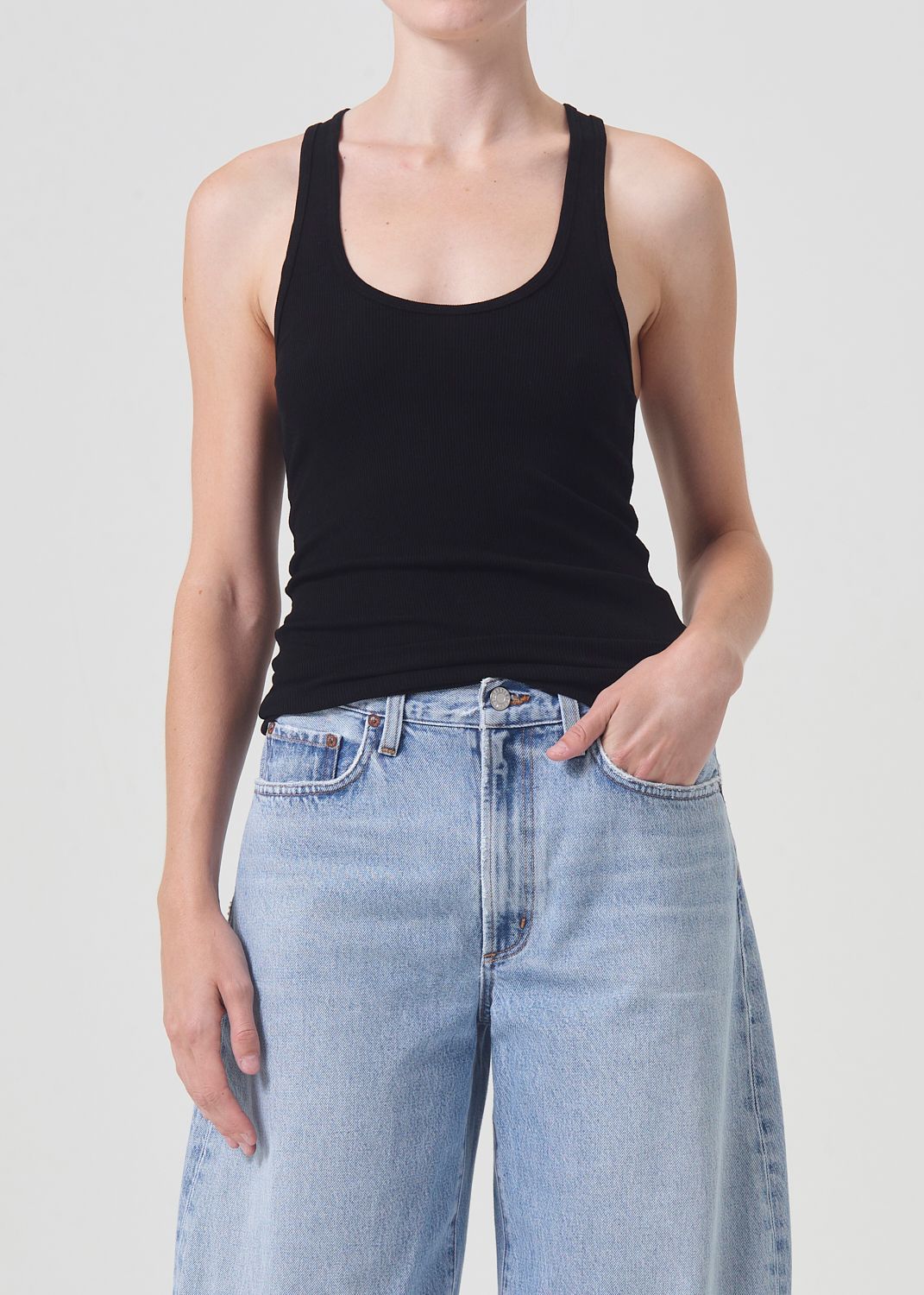 Hauts Agolde Bianca Tank Femme Noir | KTLNB-3460