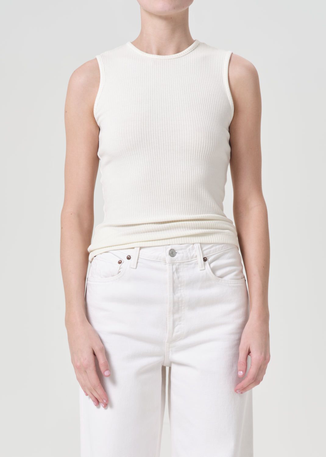 Hauts Agolde Binx Tank Femme Oat Milk | NSPQI-6841