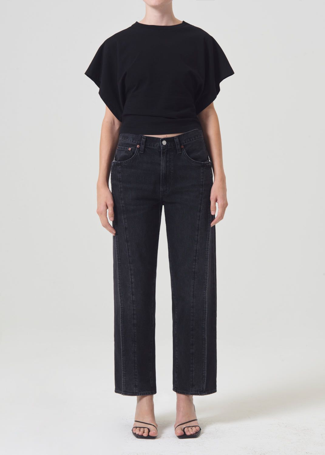 Hauts Agolde Britt Tee Femme Noir | YRJCN-9852