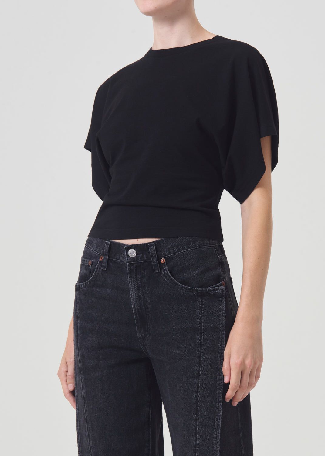 Hauts Agolde Britt Tee Femme Noir | YRJCN-9852