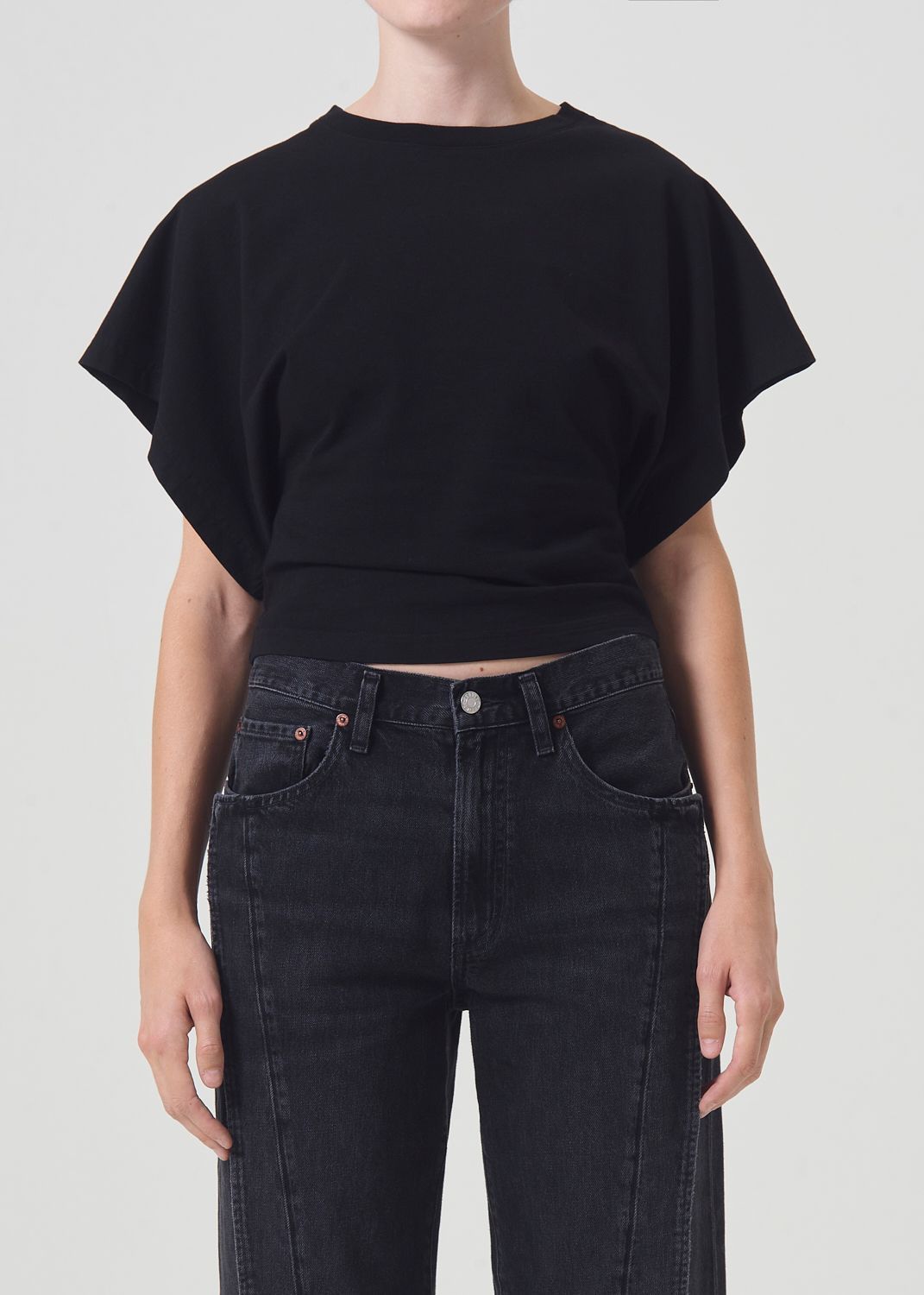 Hauts Agolde Britt Tee Femme Noir | YRJCN-9852