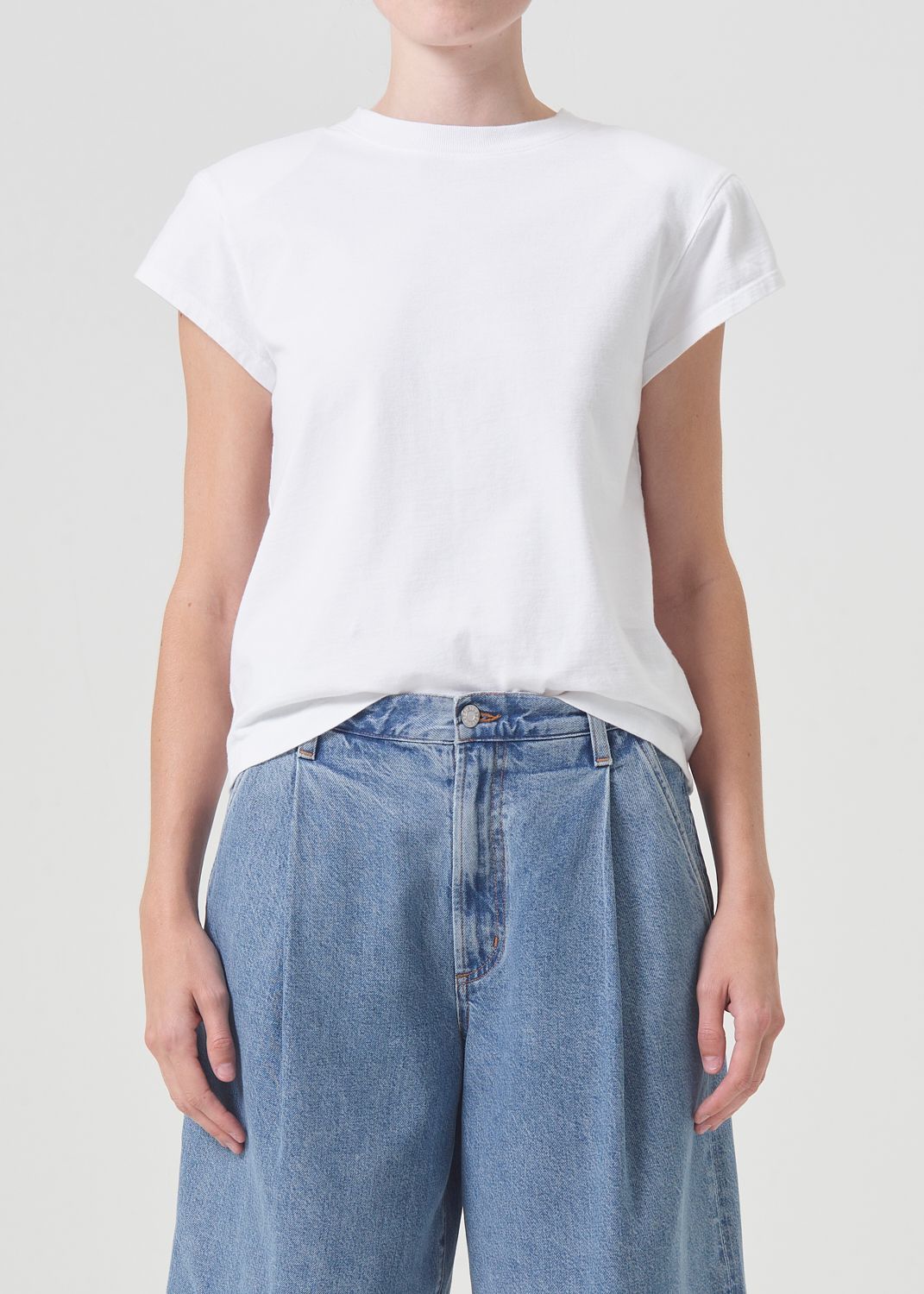 Hauts Agolde Bryce Shoulder Pad Tee Femme Blanche | NPVTR-7264