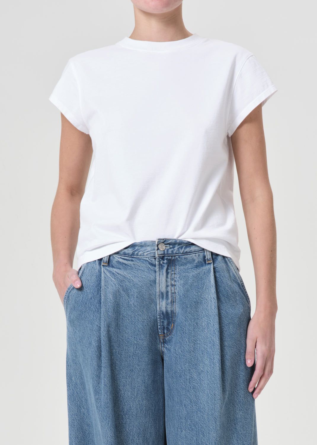 Hauts Agolde Bryce Tee Femme Blanche | PBLSQ-9583
