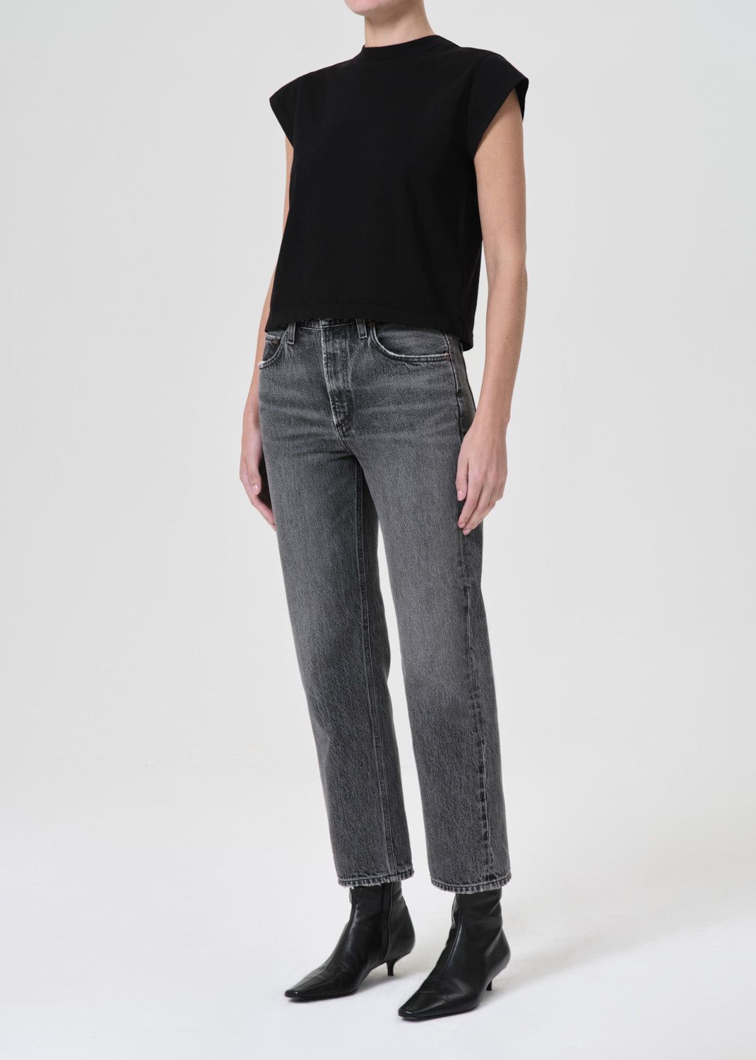 Hauts Agolde Bryce Tee Femme Noir | EXJAC-2714